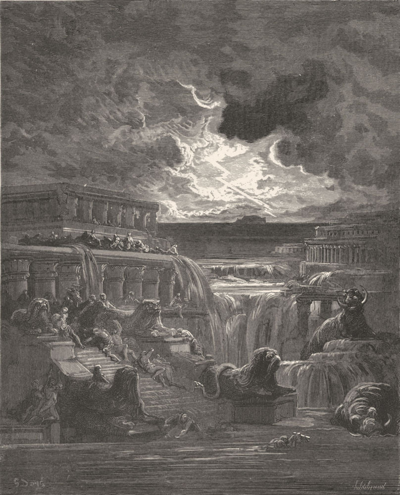MILTON PARADISE LOST. All houses else Flood overwhelmed them, pomp c1886 print